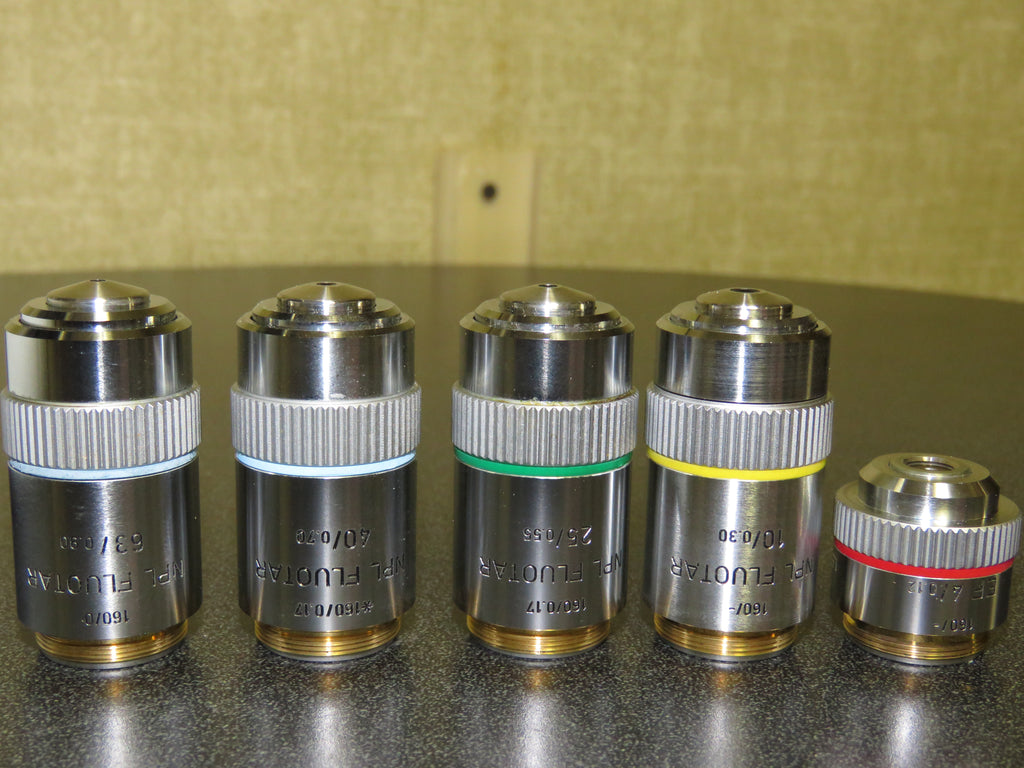 Leitz Wetzlar Dialux 20 Microscope Quintuple turret w/ NPL FLUOTAR 63 40 25 10 Objectives