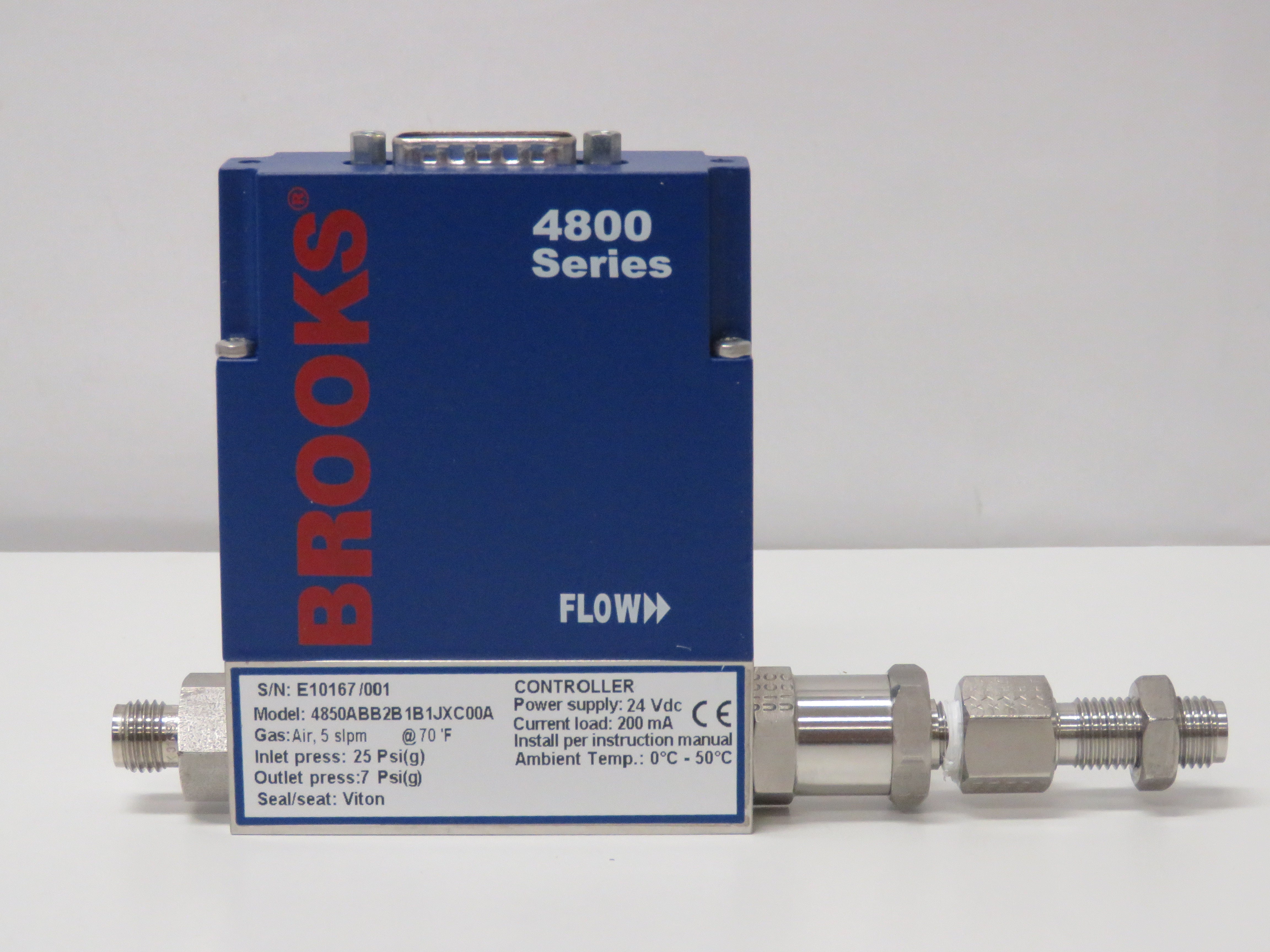 Brooks Instrument Basic Multi Flow Brooks Instrument 4800 Series Mass Flow Meter AIR, 5 slpm Inlet 25 psi ...