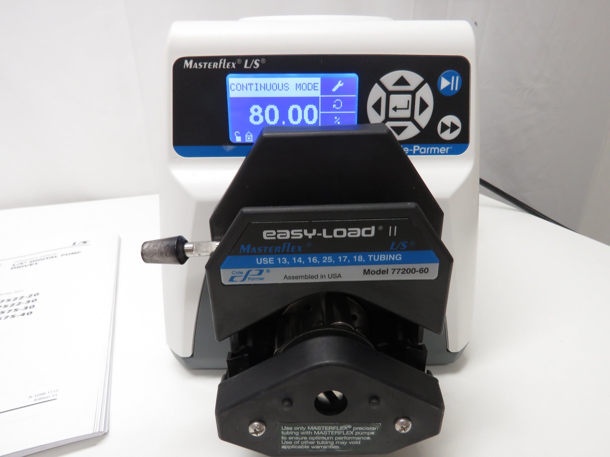 Cole Parmer MasterFlex L/S 07522-20 w/ 77200-60 Easy-Load II Pump Head ...