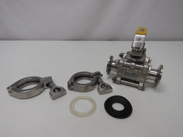 Sharpe 1 inch N66 CF8M Stainless Steel 316 1" Ball Valve with Seals / Clamps