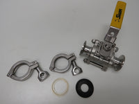 Sharpe 1 inch N66 CF8M Stainless Steel 316 1" Ball Valve with Seals / Clamps