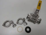 Sharpe 1 inch N66 CF8M Stainless Steel 316 1" Ball Valve with Seals / Clamps