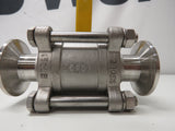 Sharpe 1 inch N66 CF8M Stainless Steel 316 1" Ball Valve with Seals / Clamps