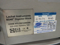 LACHAT Hach BD-40 HT Block Digestor w/Rack Glassware 2023 PM - Tested, Warranty