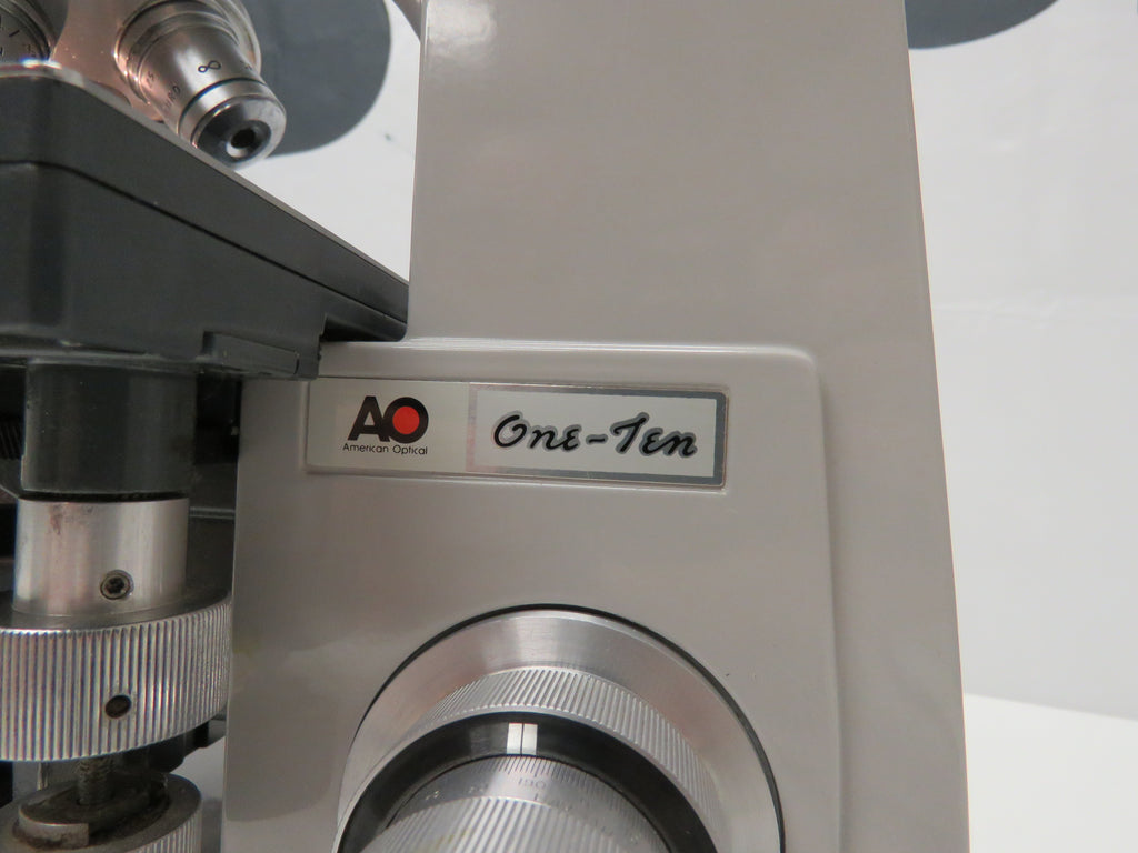 AO American Optical One-ten 110 1.25x Microscope w/ 100x 40x 10x 4x Ob ...