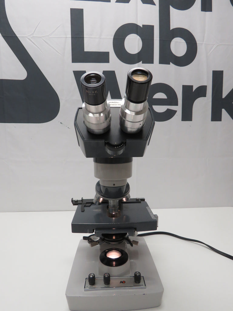 AO American Optical One-ten 110 1.25x Microscope w/ 100x 40x 10x 4x Ob ...