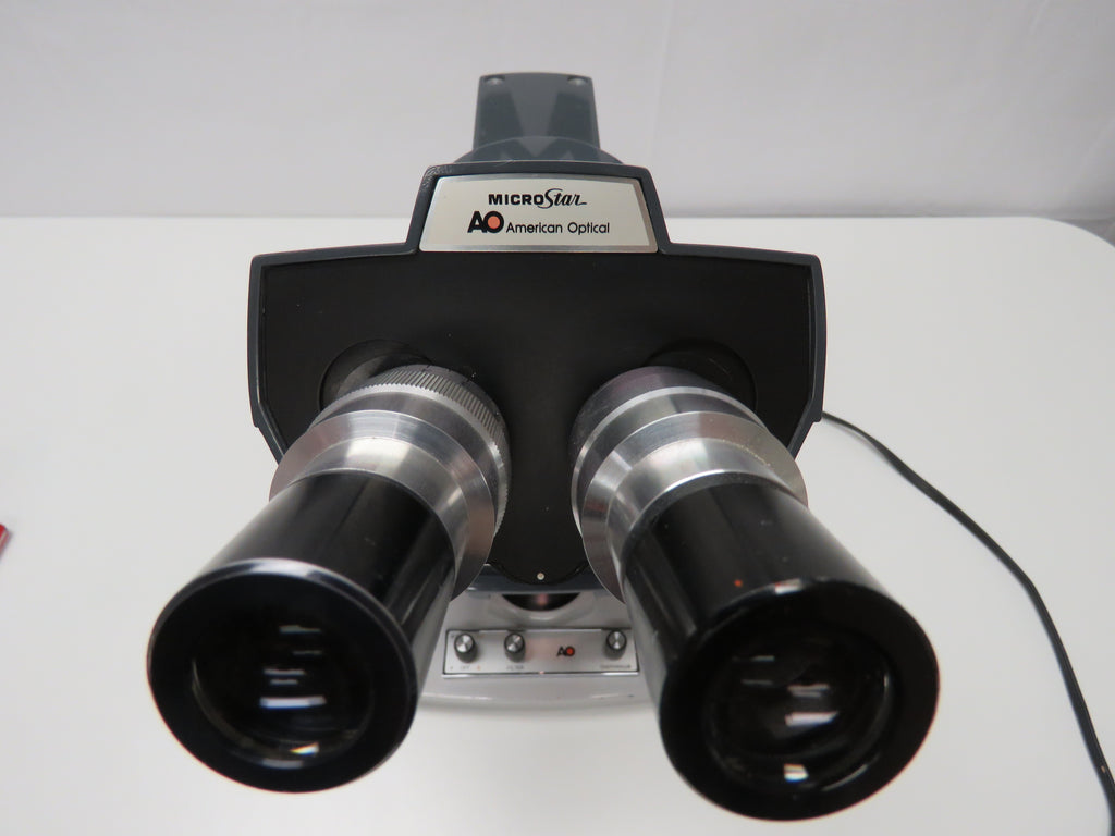 AO American Optical One-ten 110 1.25x Microscope w/ 100x 40x 10x 4x Ob ...