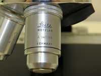 Vintage Ernst Leitz Wetzlar Binocular Head Microscope w/ 100x 40x 10x Objectives