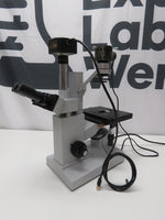 AmScope IN200 Series Inverted Biological Trinocular Compound Microscope 50W Halogen 10MP USB 3.0 C-mount Camera