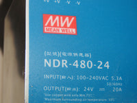 Meanwell NDR-480-24 24V 20A AC to DC Track DIN Rail Switching Power Supply