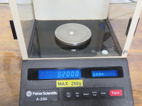 Fisher Scientific Denver Instrument A-250 Gram Balance Scale Verified 250g 0.1mg