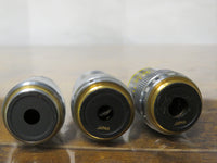 (3) Microscope Objectives Meiji S. Flatfield 10 and 40 & S. Plan 100X