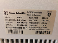 Fisher Scientific accuSpin Micro 17R centrifuge w/ dual row rotor - Excellent Shape!