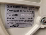 Clay Adams Compact II Benchtop Centrifuge w/ Fixed Angle 2x15mL tube rotor