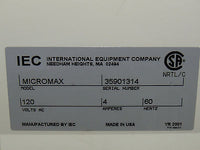 IEC MicroMax Benchtop Centrifuge w/ 851 Rotor spins up to 14000 RPM