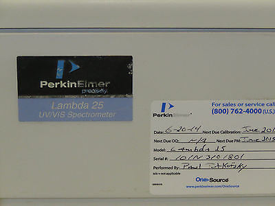 Perkin Elmer Lambda 25 UV/Vis Spectrophotometer w/ PC UV Winlab 5.1.5 ...
