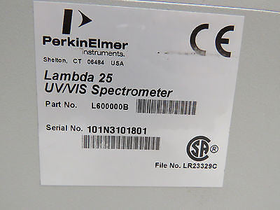 Perkin Elmer Lambda 25 UV/Vis Spectrophotometer w/ PC UV Winlab 5.1.5 ...