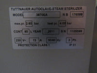 Tuttnauer 3870EA Automatic Autoclave Steam Sterilizer Air Dryer 2011 Model