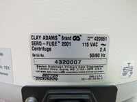 Clay Adams Sero-Fuge 2001 Benchtop Centrifuge with rotor