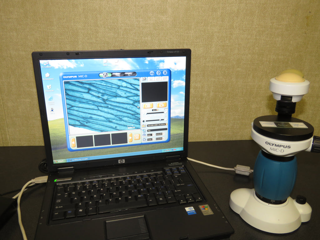 Olympus MIC-D Inverted Digital Microscope w/ Laptop & Image Recording ...