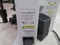 Olympus BX41TF microscope with U-AC2 condenser, U-BI30-2 widefield binocular Head, 3 objectives