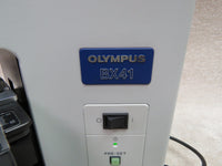 Olympus BX41TF microscope with U-DCW darkfield condenser, U-BI30-2 widefield binocular Head, 3 objectives