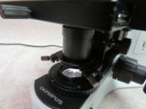 Olympus BX41TF microscope with U-DCW darkfield condenser, U-BI30-2 widefield binocular Head, 3 objectives