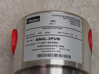 Parker SN4L-3PUN 304 Stainless Compressed Air Particulate Filter 250PSI 1" NPT