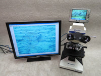 Fisher Scientific Micromaster 12-563-31 microscope, 4 objectives, digital imaging, LCD viewer
