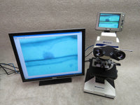Fisher Scientific Micromaster 12-563-31 microscope, 4 objectives, digital imaging, LCD viewer