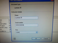 Perkin Elmer Lambda 35 UV/Vis Spectrophotometer w/ PC UV Winlab 5.1.5, variable BW