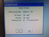 HP Agilent 6890A G1530A GC G1098A 5973A Diffusion EI MSD, S/SL, PP see tune report