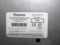 Thermo NanoDrop ND-2000 UV/Vis Spectrophotometer w/ power supply & USB cable