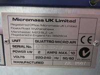 Waters Micromass Quattro Micro API MASS SPECTROMETER w/ ESCI Multi-Mode Ionization