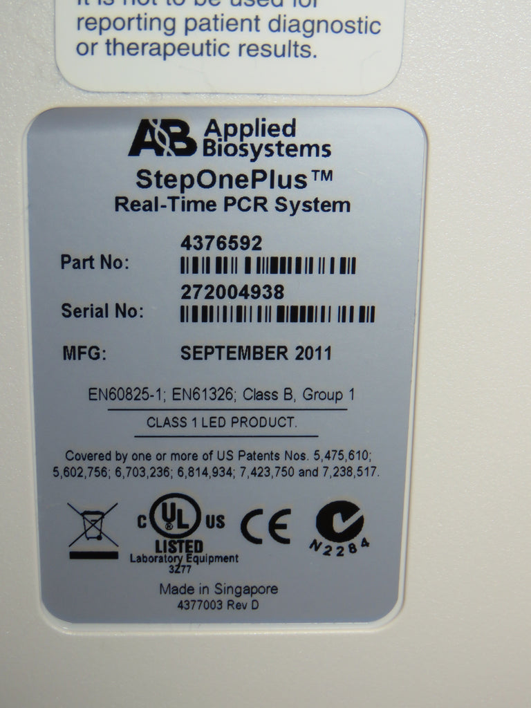 2011 ABI StepOnePlus Real Time PCR System with Step One Plus Control L ...
