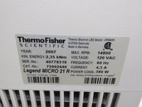 Thermo Sorvall Legend Micro 21 R MicroCentrifuge w/ 24 x 4g 75003524 rotor
