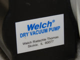 Welch Oil-Less 1/3 HP Piston Dry Laboratory Vacuum Pump, 115VAC,  29.8" Hg