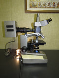 Olympus BH BHA Trinocular Microscope w/ UVFL 100 UVFL 40, UVFL 10 Objectives