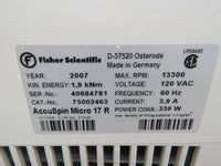 Fisher Scientific accuSpin Micro 17R centrifuge with rotor
