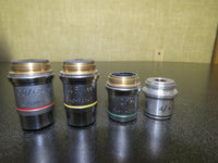 Set of 4 American Optical Microscope Objectives Achromat Oil 100x 45x 10x 4x