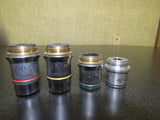 Set of 4 American Optical Microscope Objectives Achromat Oil 100x 45x 10x 4x