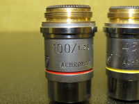 Set of 4 American Optical Microscope Objectives Achromat Oil 100x 45x 10x 4x