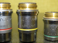 Set of 4 American Optical Microscope Objectives Achromat Oil 100x 45x 10x 4x