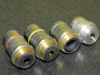 Set of 4 American Optical Microscope Objectives Achromat Oil 100x 45x 10x 4x