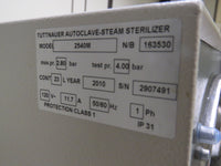 Tuttnauer 2540M Manual Autoclave Steam Sterilizer 10" dia x 18" deep w/ Trays