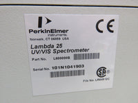Perkin Elmer Lambda 25 UV/Vis Spectrophotometer w/ PC UV Winlab 6.0.3 ES