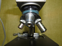 Vintage Olympus Dual Head Microscope with DO 1.25x, Objectives - Blue base