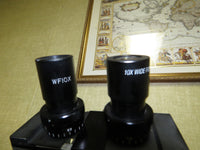 Vintage Olympus Dual Head Microscope with DO 1.25x, Objectives - Blue base