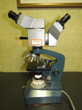 Vintage Olympus Dual Head Microscope with DO 1.25x, Objectives - Blue base